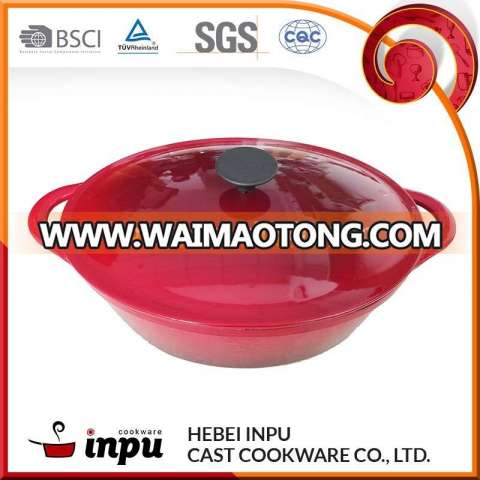 4.13QT red oval cast iron enamel casserole with lid